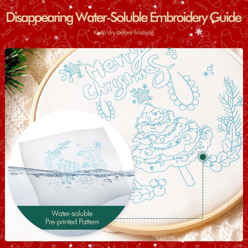 wtisan Christmas Embroidery Kits: 1 Pack Cross Stitch Kit for Beginners Adults, DIY Ornaments Craft Kit with All Tools & Instructions, Stamped Hand Embroidery Starter Kit for Holiday Crafts & Xmas Home Decor - Image 4